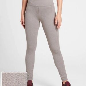 Athleta Delancey Herringbone Tight, Light Asphalt Women's Taupe Leggings